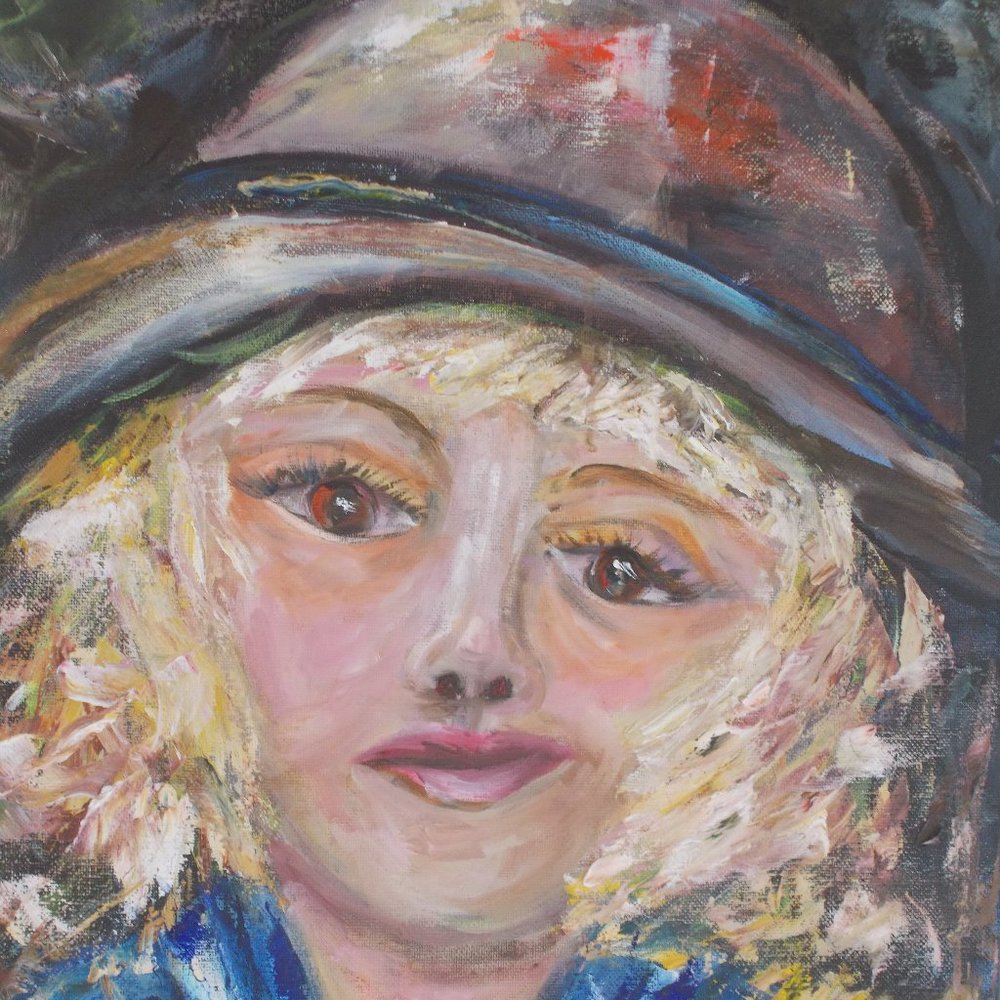 Original "5th Avenue Girl" oil painting, 16"x20"